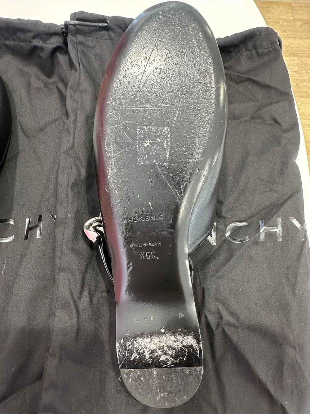Givenchy Black Leather Slip-On Loafer with Silver Hardware